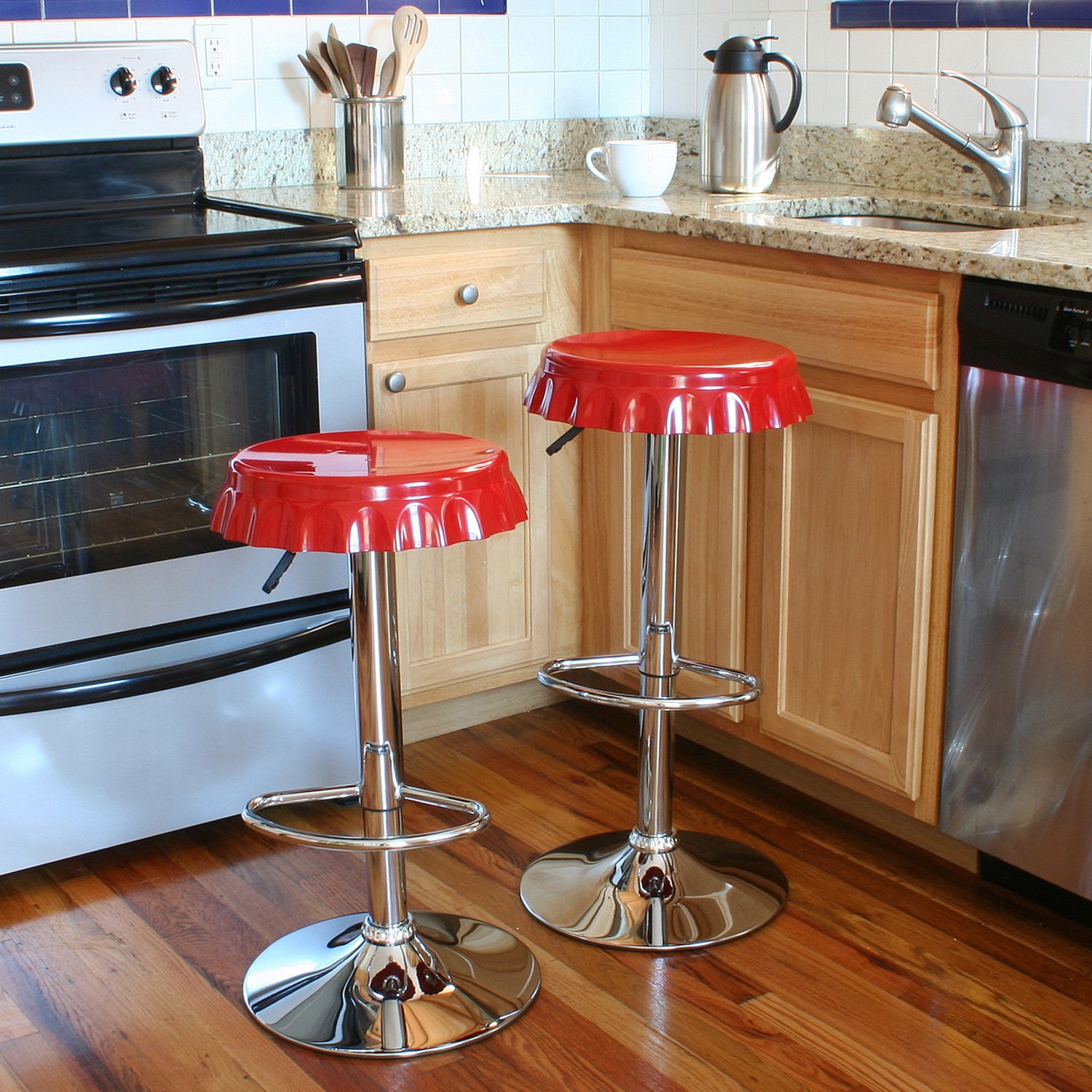 Buffalo Corporation® BS107SET 2Piece Red Soda Cap Bar Stool Set