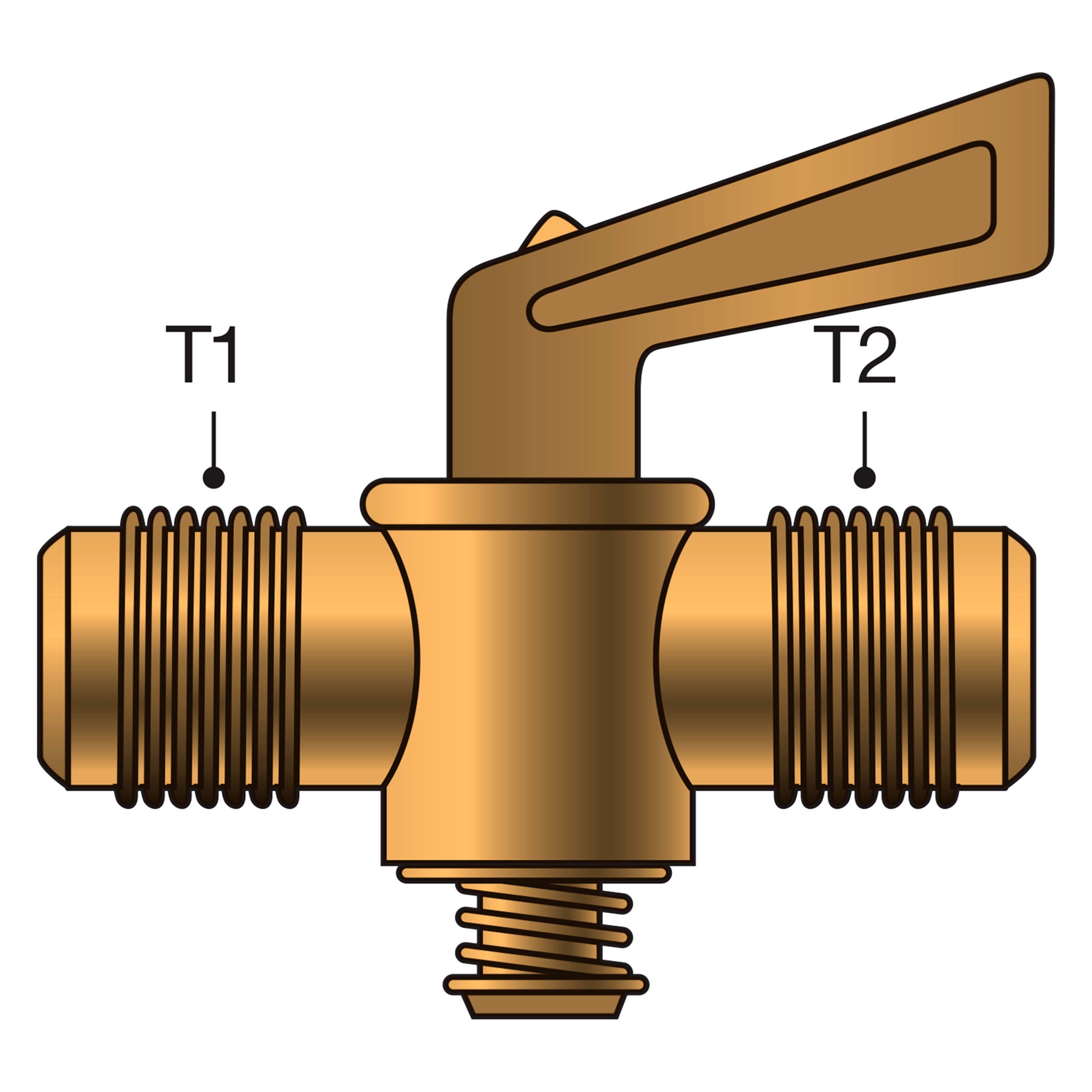 Gates® G33730-0404 - 7/16"-20 Brass Shut-Off Cock Male SAE 45° Flare to