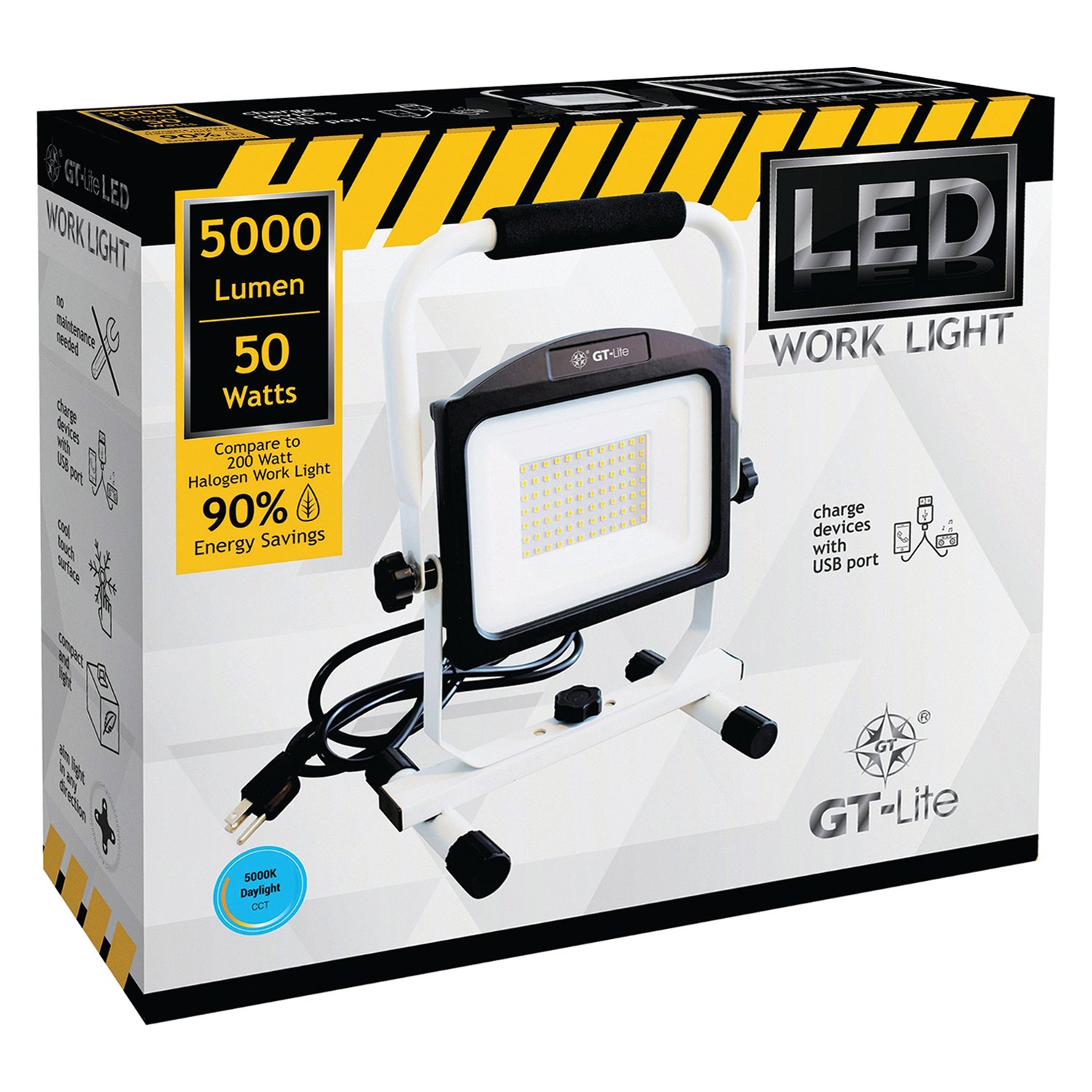 GT-LITE 5,000 Lumens LED Work Light with USB GT-507-U - The Home Depot