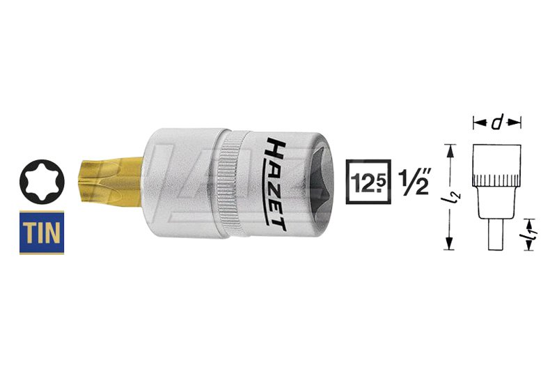 Hazet Hazet Wrench Socket T50 Torx 1/2 " 12,5mm 138mm Long 992LG-T50 4000896103133 