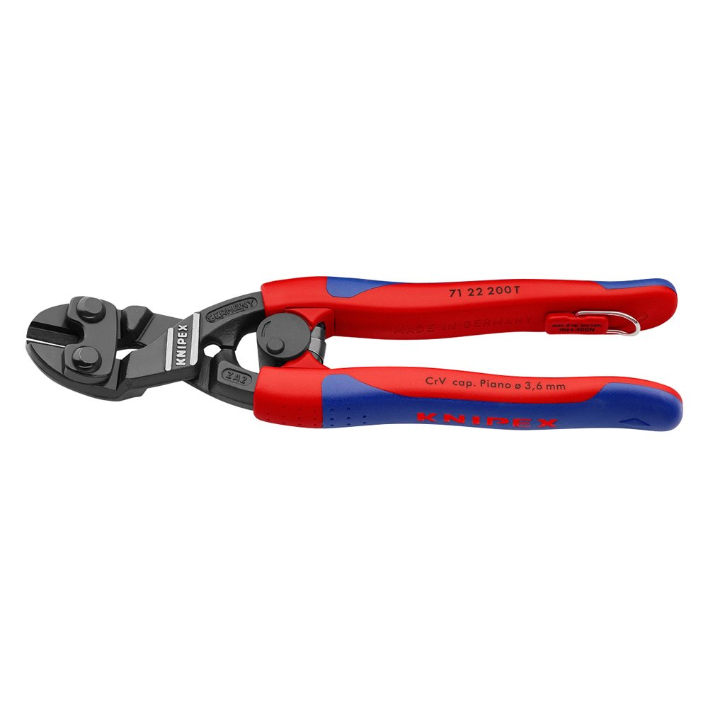Knipex® 71 22 200 T BKA CoBolt™ 8" Tether Spring Loaded Angled Plier