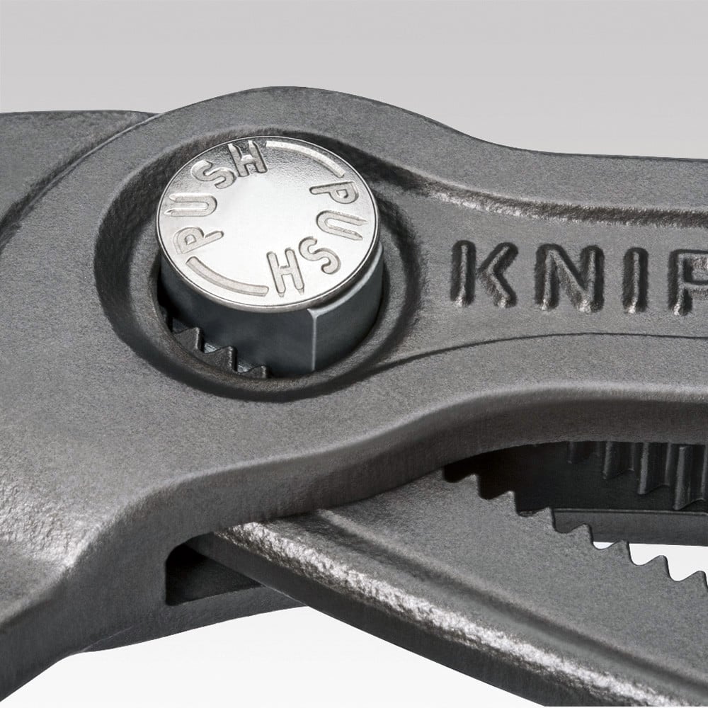 thumbnail interactive-video image 1 of Knipex Cobra 10" V-Jaw Tongue And Groove Pliers – Serrated, 87 01 250 (8701250) 1 of 3