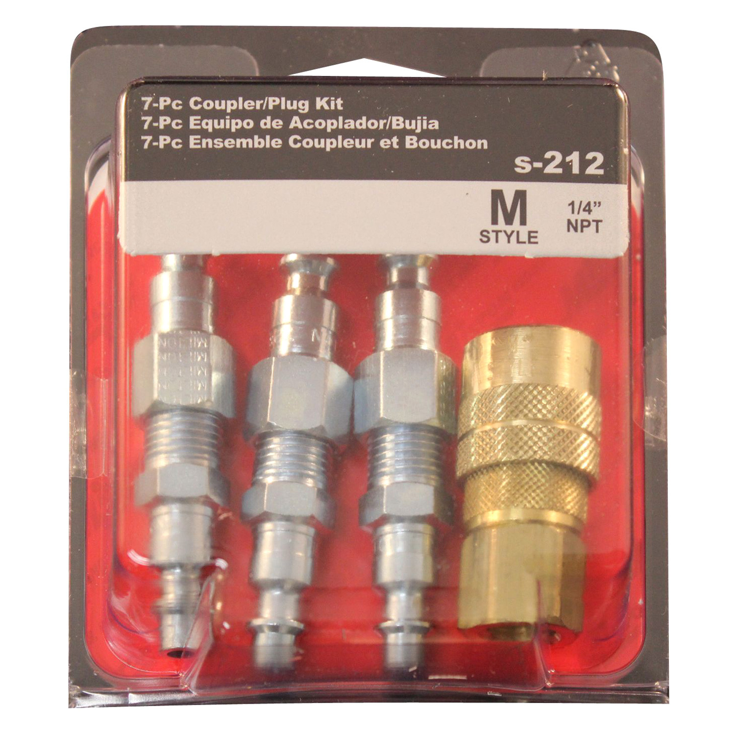 Milton S784 1/4" T-Style Female Plug – 2-Pack, Brass Air Fittings