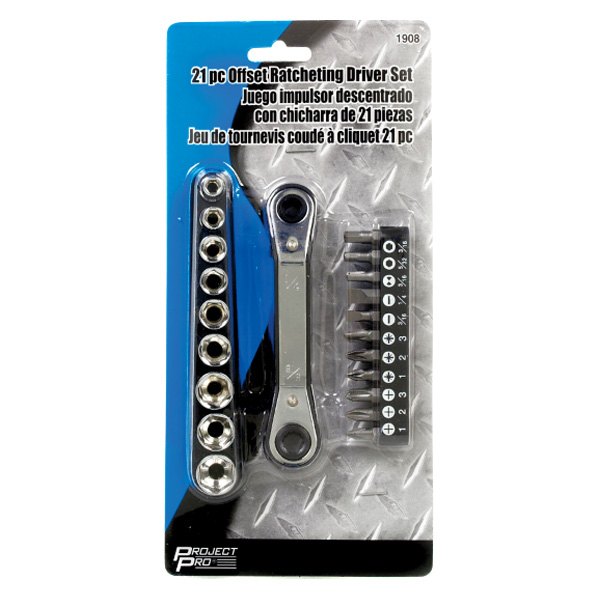 Performance Tool 1908 21-Piece Offset Ratcheting Driver Set Project Pro