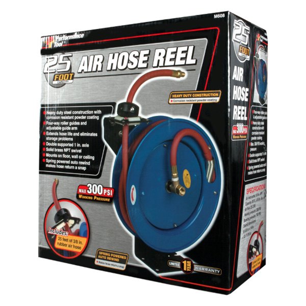 Performance Tool® M608 - Auto Rewind Air Hose Reel with 3/8 x 25