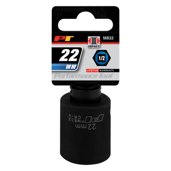 M832 PERFORMANCE TOOL 1/2 IN DRIVE 6 POINT IMPACT SOCKET 22MM 