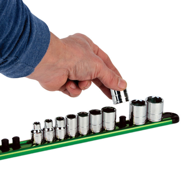 thumbnail image 2 of Snap-on LAS14MG Magnetic Socket Rail - 1/4 Inch Drive, Green, Extreme Holder 2 of 6