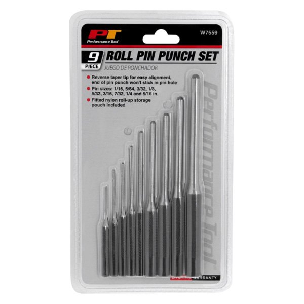 9 Piece Roll Pin Punch Set Sizes 1/16 to 3/8 — Taylor Toolworks