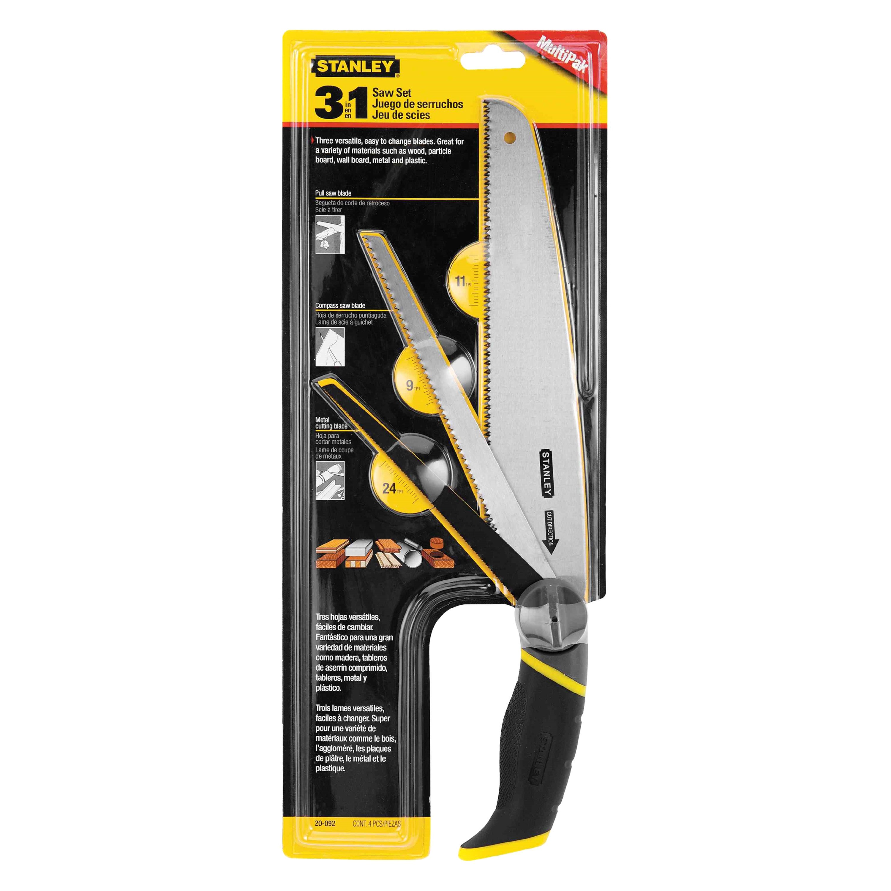 Stanley Tools® 20-092 - 3-Piece 6 to 10 x 9 TPI to 24 TPI Multi-Blades  Carpenter Saw Kit 